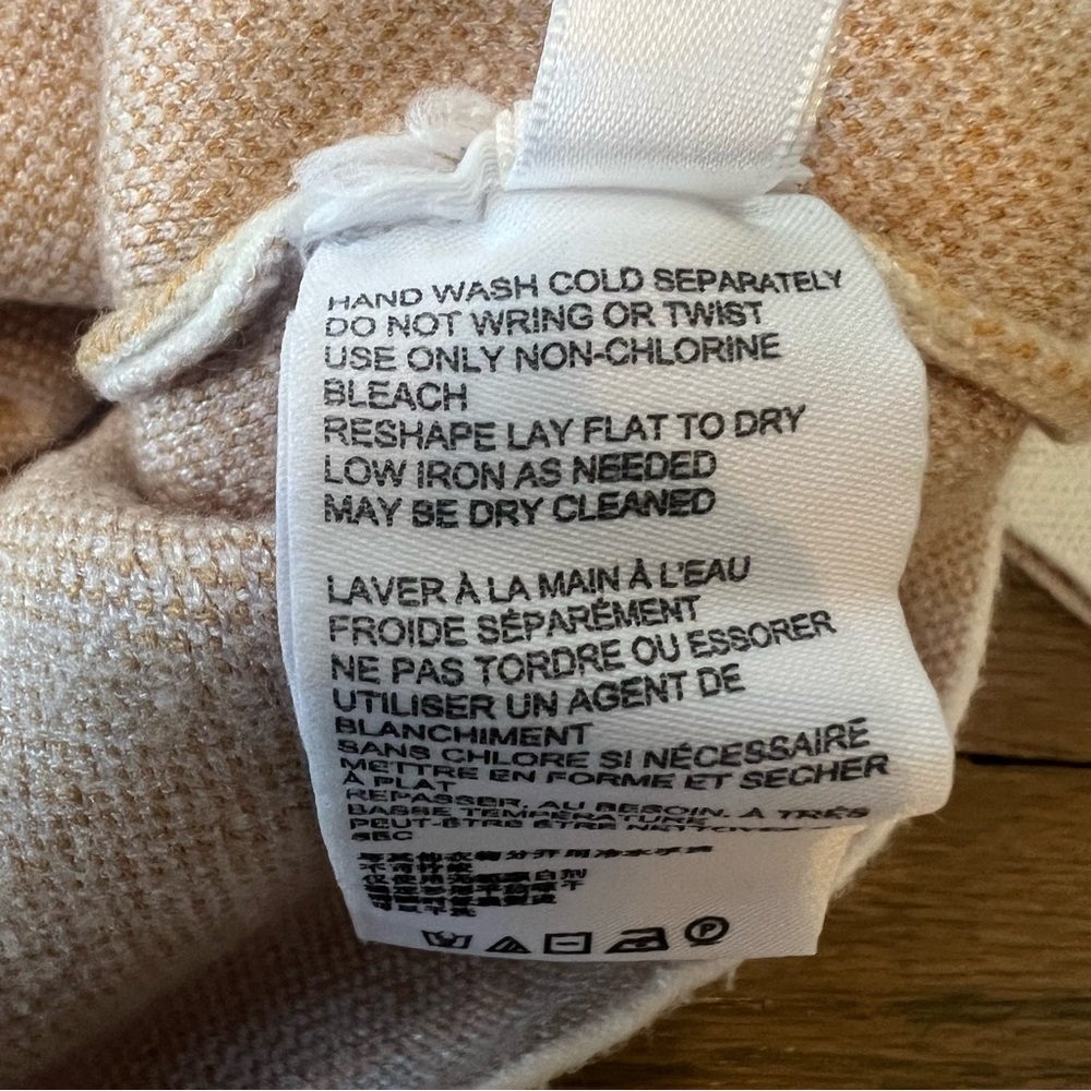 Anthropologie Sweater Mock Neck Windowpane Cream and Tan Medium Neutral - Picture 5 of 5